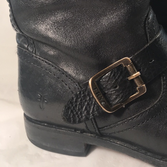 Frye Women’s Black Leather Veronica Slouch Bikercore Goth Boots - Picture 2 of 11